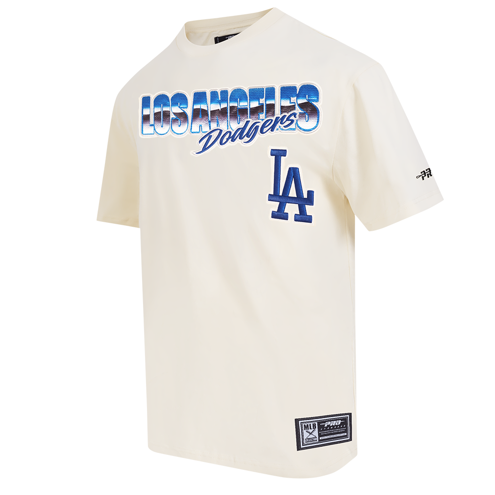 MLB LOS ANGELES DODGERS CHROME MEN'S COTTON JERSEY DROP SHOULDER TOP (EGGSHELL)