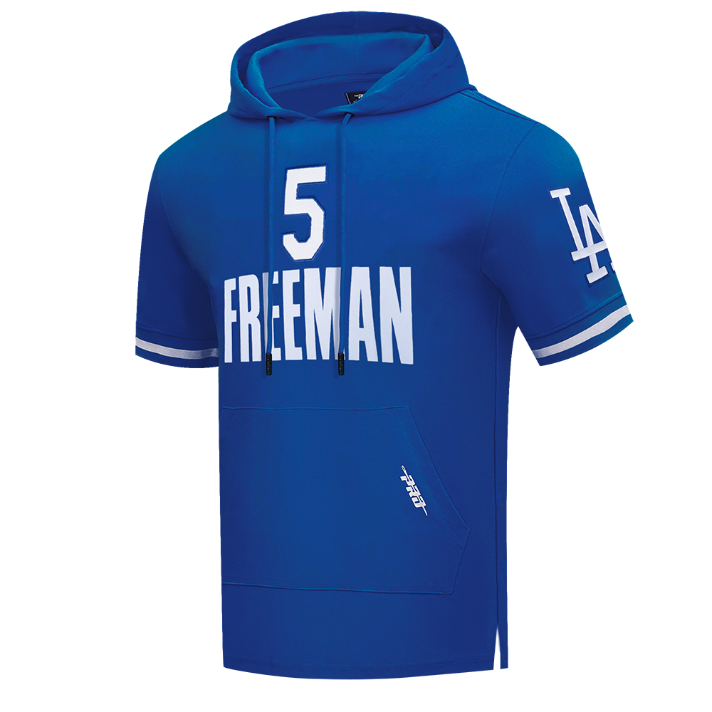 MLB LOS ANGELES DODGERS FREDDIE FREEMAN #5  CLASSIC MEN'S SHORT SLEEVE PULLOVER HOODIE (DODGER BLUE)