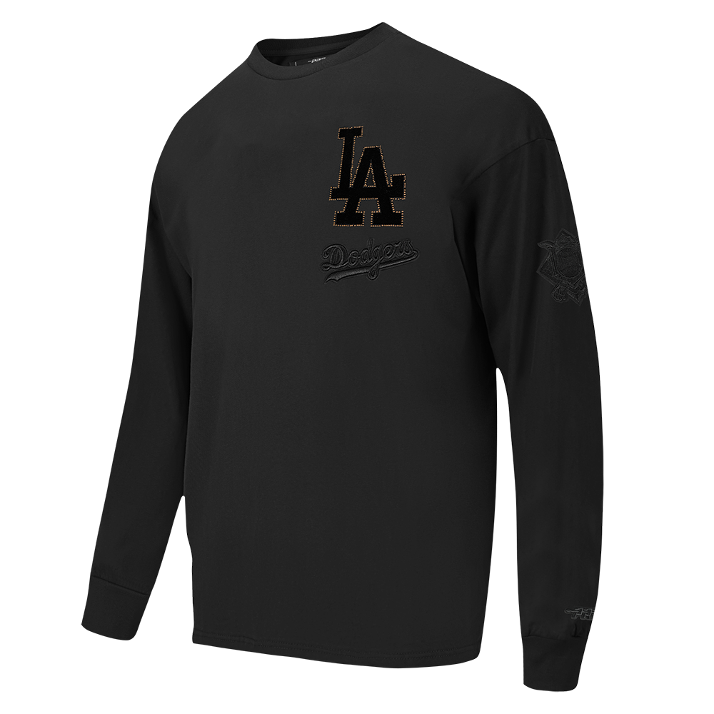 MLB LOS ANGELES DODGERS BLACKOUT MEN'S DROP SHOULDER LS TEE (BLACK)