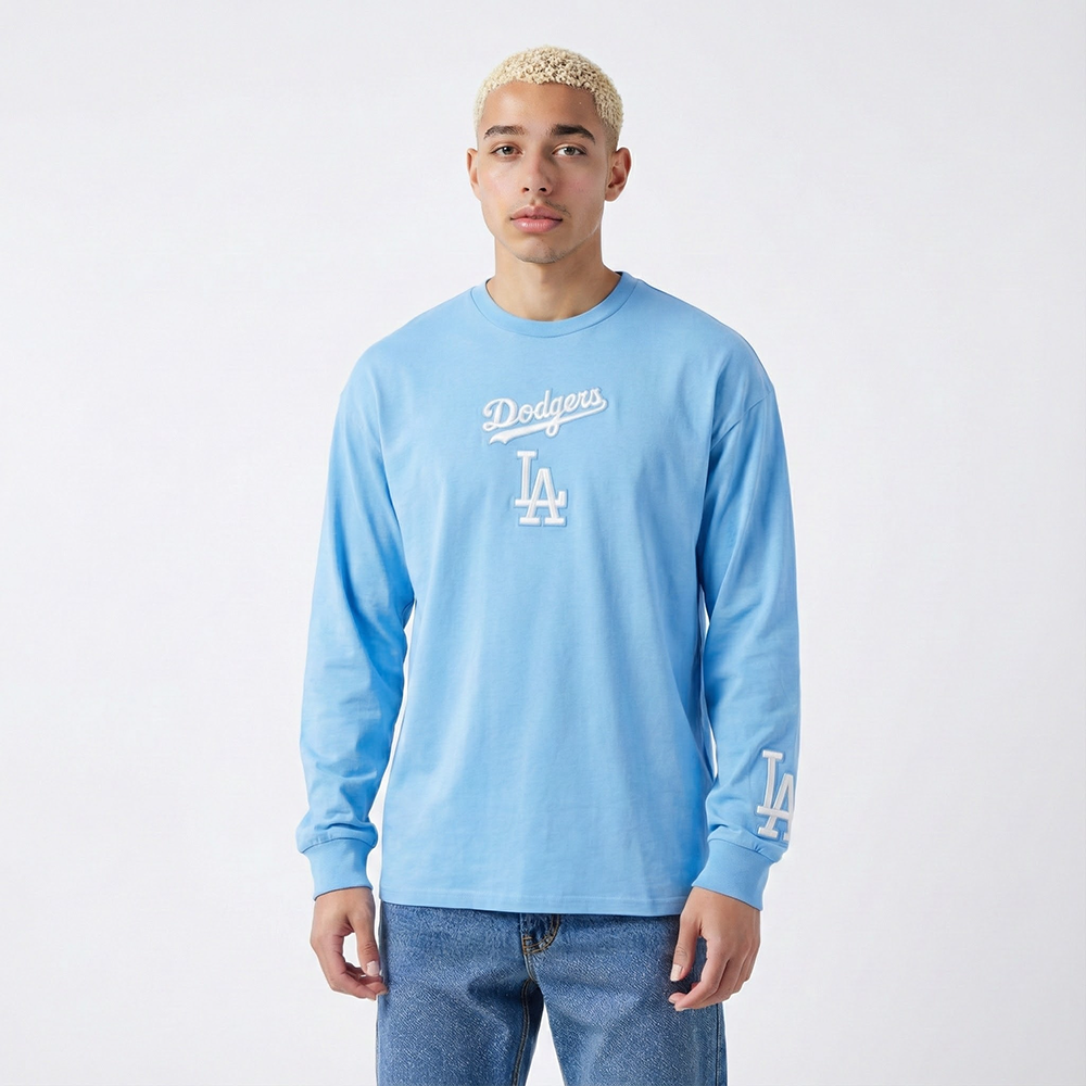 MLB LOS ANGELES DODGERS WINGSPAN MEN'S DROP SHOULDER LS TEE V2 (UNIVERSITY BLUE)