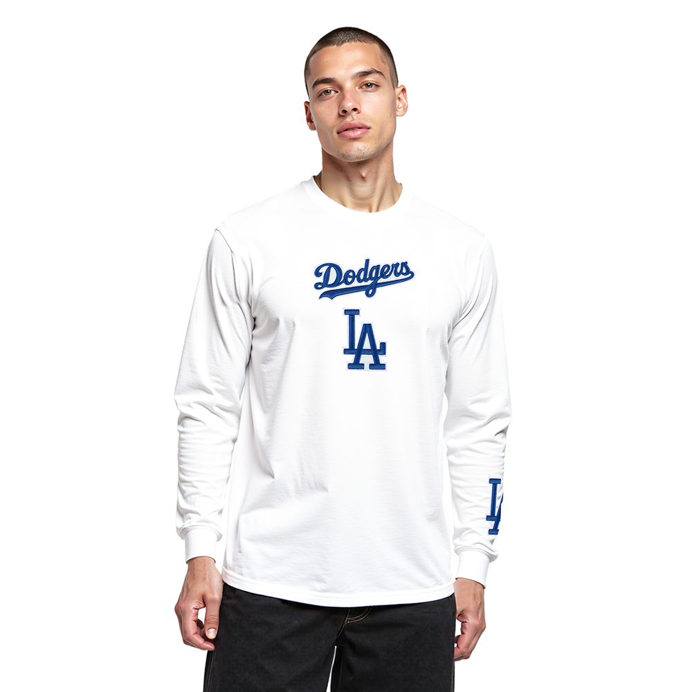 MLB LOS ANGELES DODGERS WINGSPAN MEN'S DROP SHOULDER LS TEE V2 (WHITE)