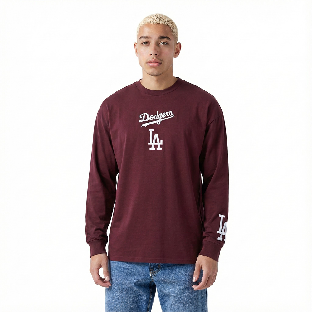 MLB LOS ANGELES DODGERS WINGSPAN MEN'S DROP SHOULDER LS TEE V2 (WINE)