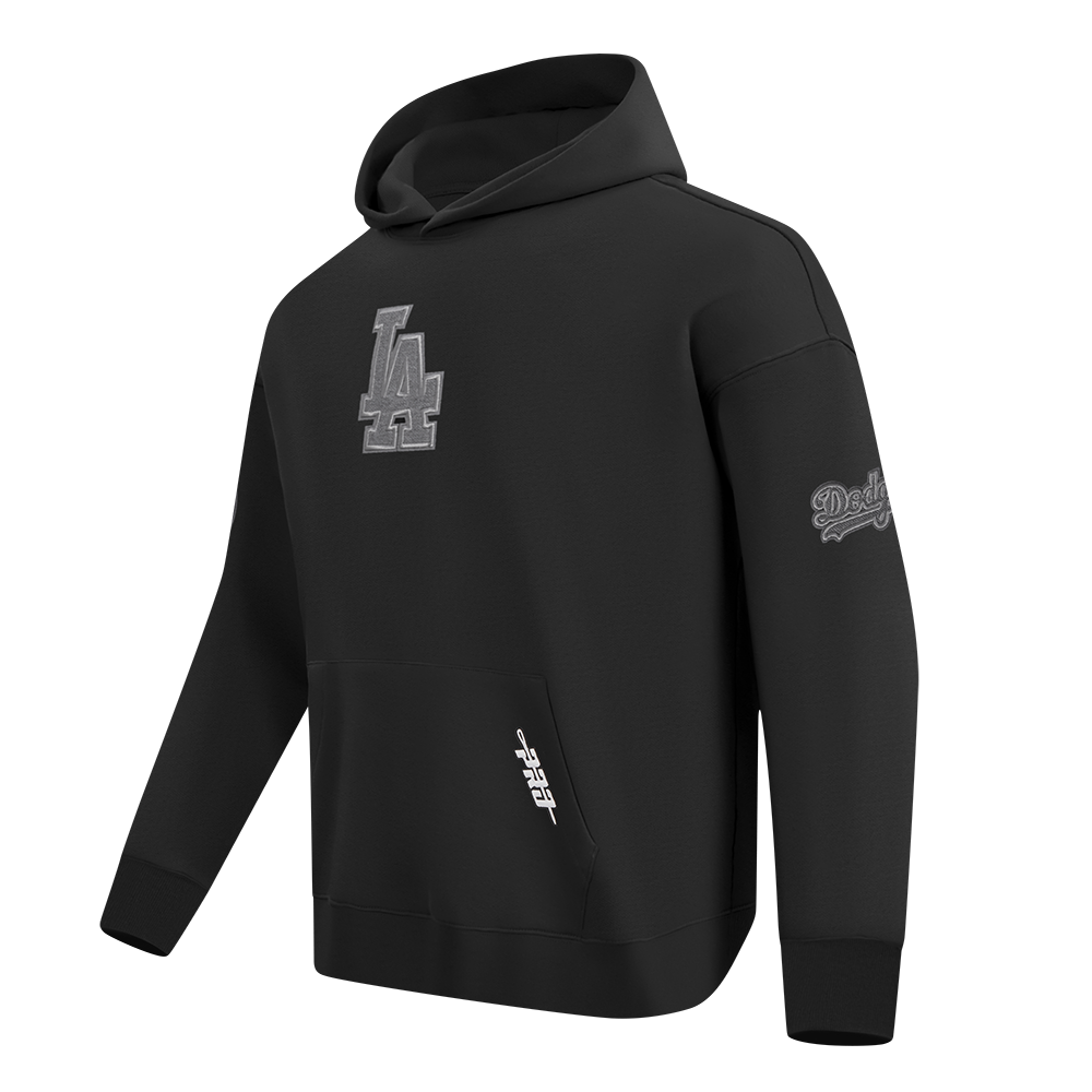 MLB LOS ANGELES DODGERS REVERSE FRENCH TERRY MEN'S DROP SHOULDER FLC PO HOODIE (BLACK)