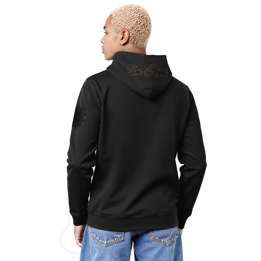 MLB LOS ANGELES DODGERS BLACKOUT MEN'S DROP SHOULDER FLC PO HOODIE (BLACK)