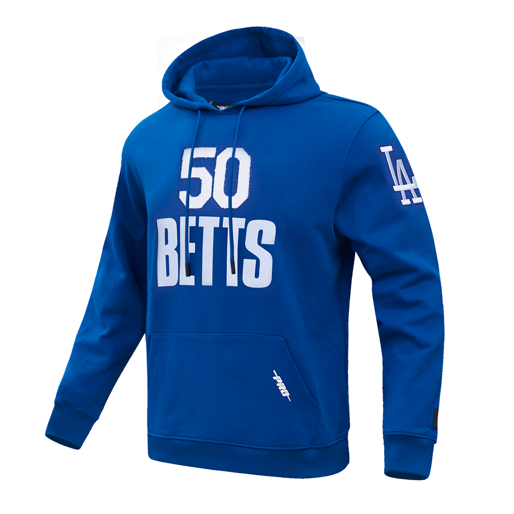 MLB LOS ANGELES DODGERS MOOKIE BETTS #50 CLASSIC MEN'S DOUBLE KNIT PULLOVER HOODIE (DODGER BLUE)