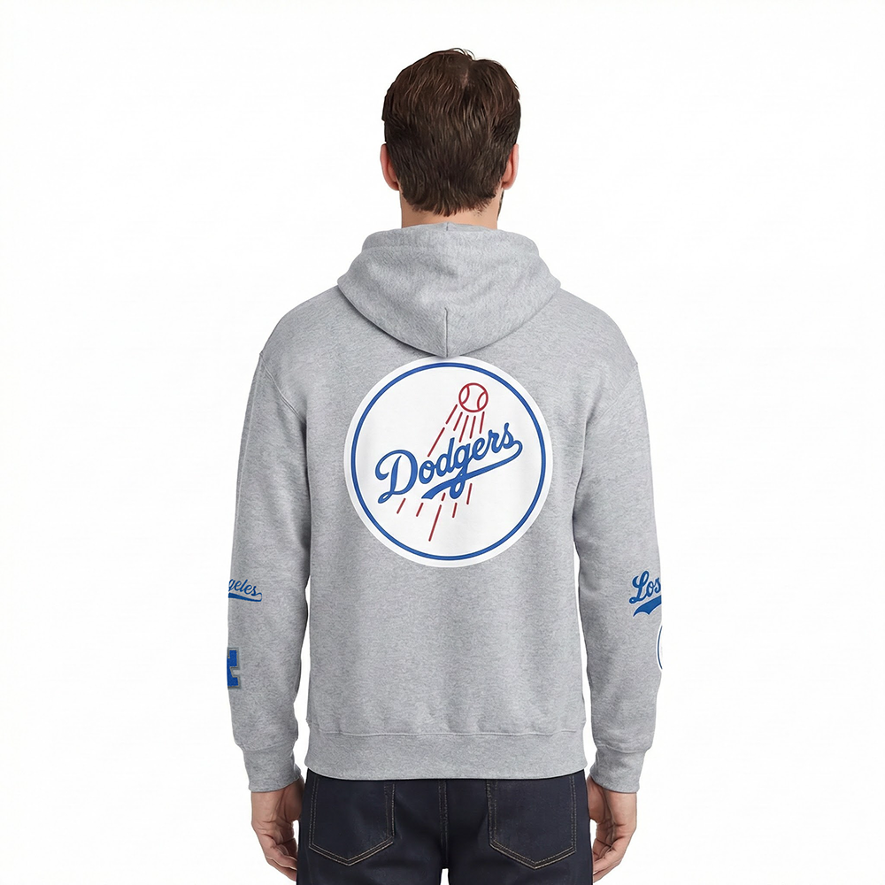 MLB LOS ANGELES DODGERS LIVING LARGE MEN'S DROP SHOULDER FLC PO HOODIE (DARK HEATHER GRAY)