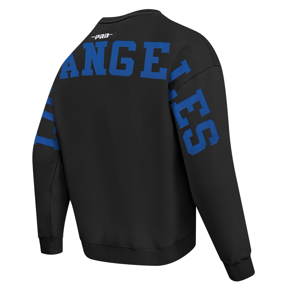 MLB LOS ANGELES DODGERS WINGSPAN MEN'S DROP SHOULDER FLC CREWNECK (BLACK/DODGER BLUE)