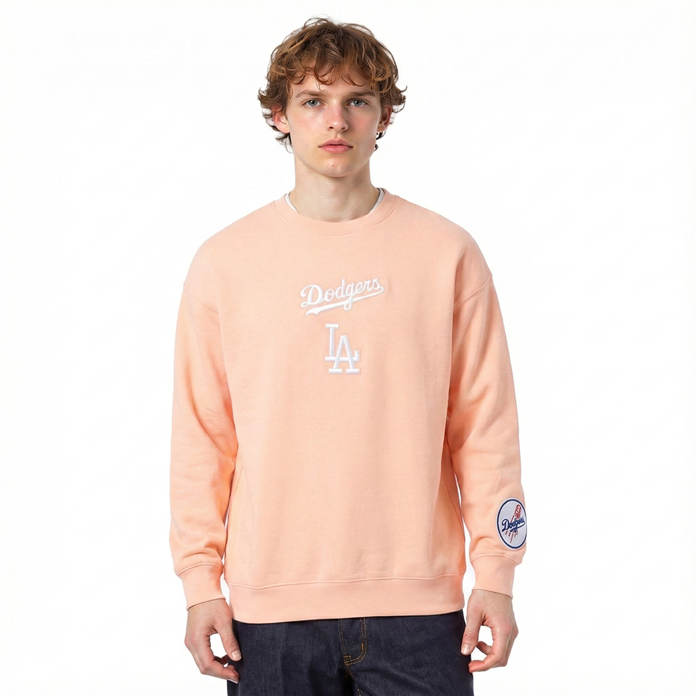 MLB LOS ANGELES DODGERS WINGSPAN MEN'S DROP SHOULDER FLC CREWNECK (GUAVA)