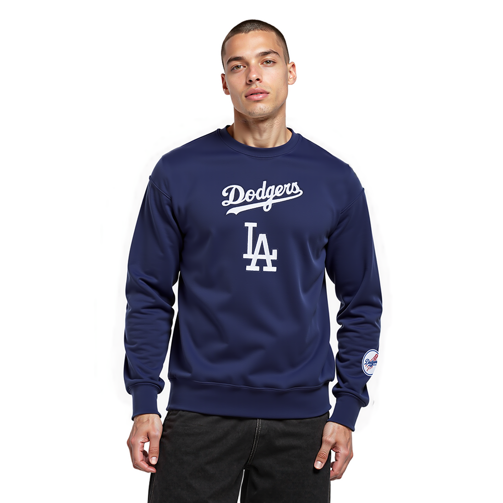 MLB LOS ANGELES DODGERS WINGSPAN MEN'S DROP SHOULDER FLC CREWNECK (MIDNIGHT NAVY)