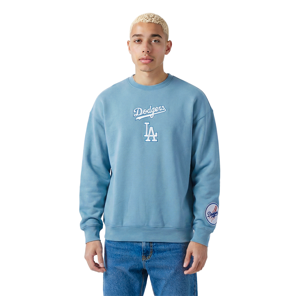 MLB LOS ANGELES DODGERS WINGSPAN MEN'S DROP SHOULDER FLC CREWNECK (STEEL BLUE)