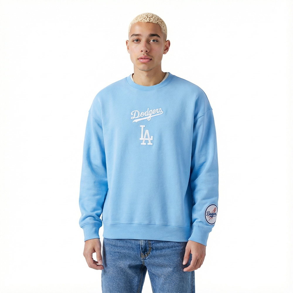 MLB LOS ANGELES DODGERS WINGSPAN MEN'S DROP SHOULDER FLC CREWNECK (UNIVERSITY BLUE)