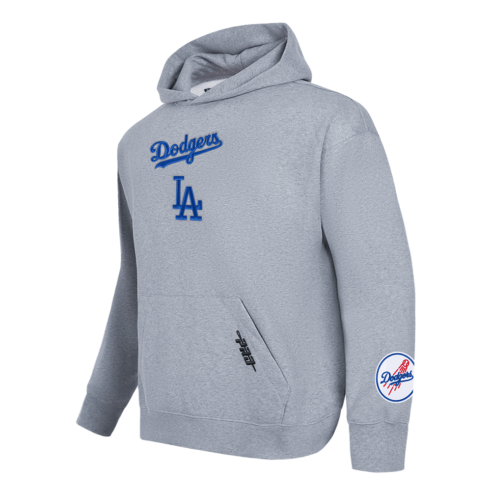 MLB LOS ANGELES DODGERS WINGSPAN MEN'S DROP SHOULDER FLC PO HOODIE V2 (DARK HEATHER GRAY)