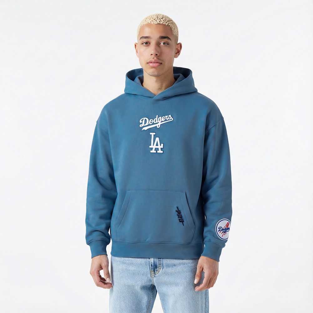 MLB LOS ANGELES DODGERS WINGSPAN MEN'S DROP SHOULDER FLC PO HOODIE V2 (STEEL BLUE)
