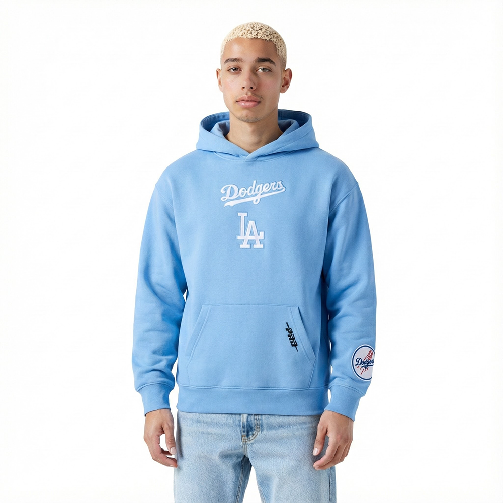 MLB LOS ANGELES DODGERS WINGSPAN MEN'S DROP SHOULDER FLC PO HOODIE V2 (UNIVERSITY BLUE)