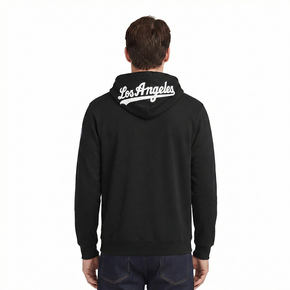 MLB LOS ANGELES DODGERS CLASSIC CHENILLE MEN'S DK PO HOODIE (BLACK)