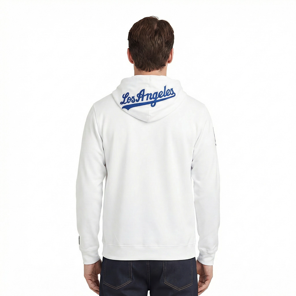 MLB LOS ANGELES DODGERS CLASSIC CHENILLE MEN'S DK PO HOODIE (WHITE)