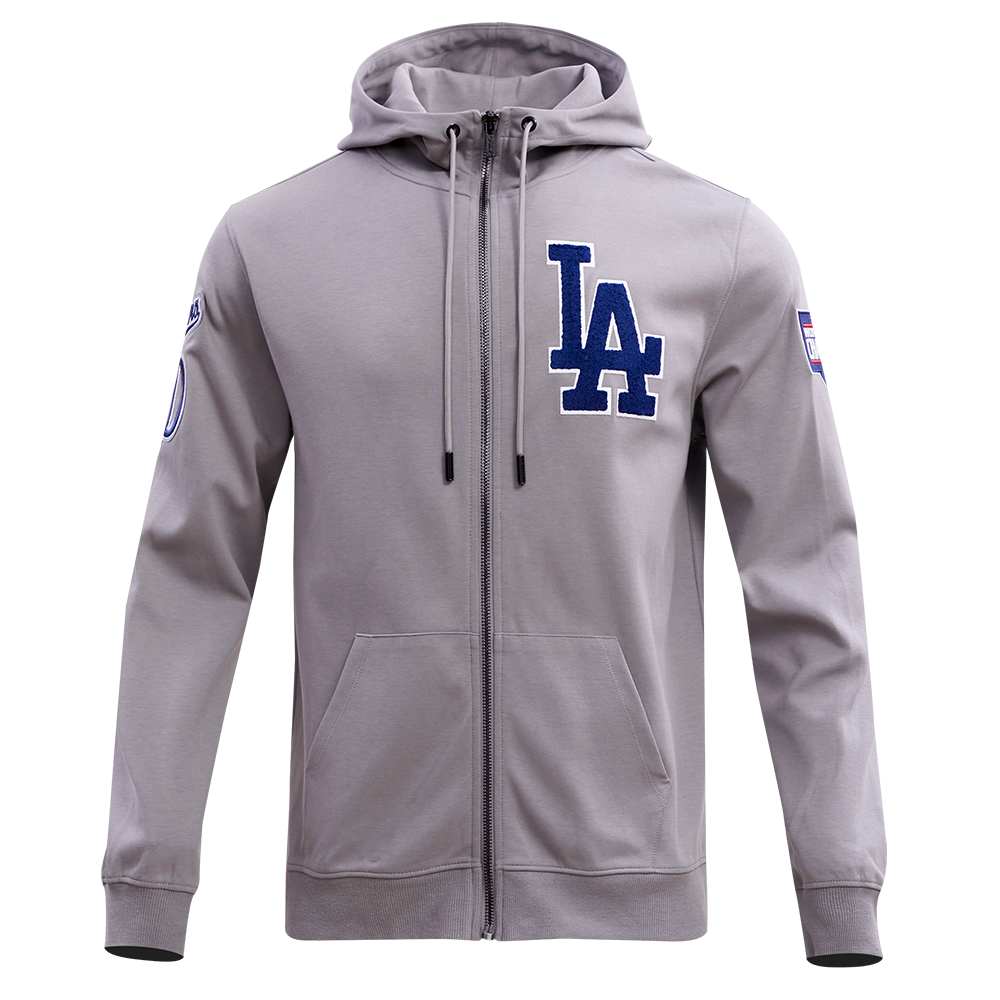 LOS ANGELES DODGERS CLASSIC CHENILLE DK FZ PO HOODIE (GRAY)