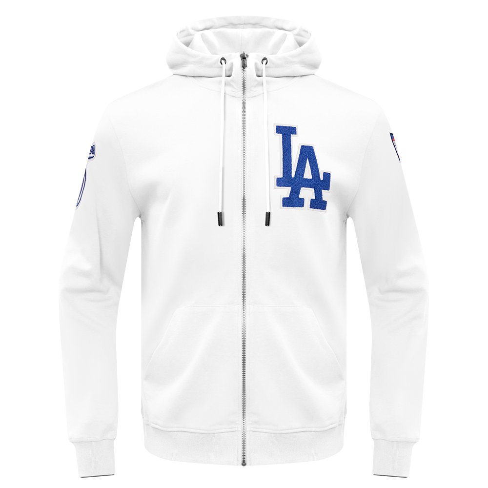 LOS ANGELES DODGERS CLASSIC CHENILLE DK FZ PO HOODIE (WHITE)