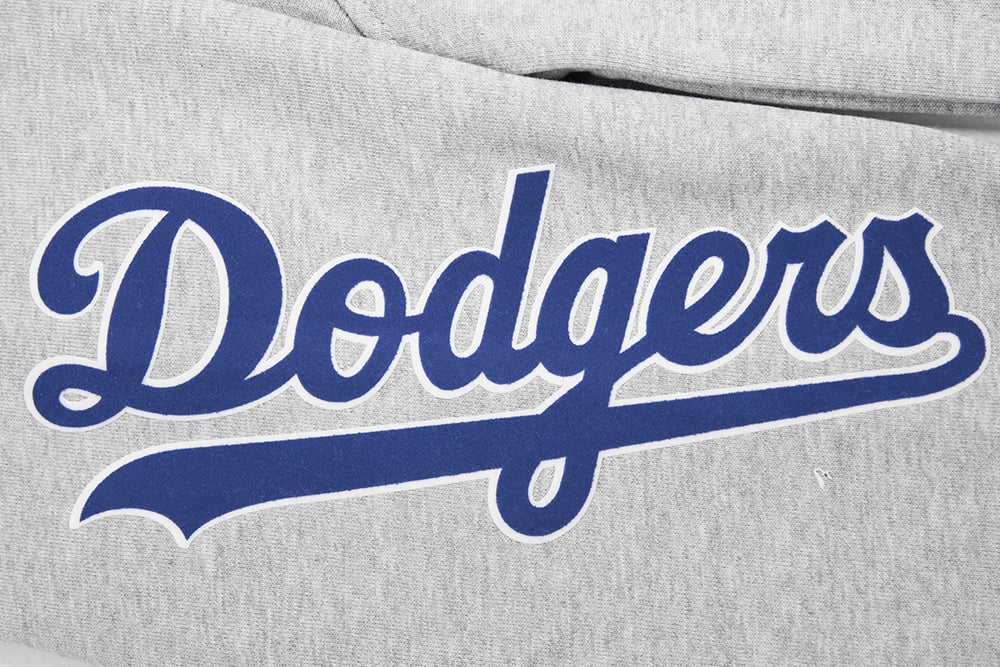 Men's Fanatics Branded Heather Gray Los Angeles Dodgers Cooperstown Collection Huntington Logo Fitted Pullover Hoodie Size: Medium