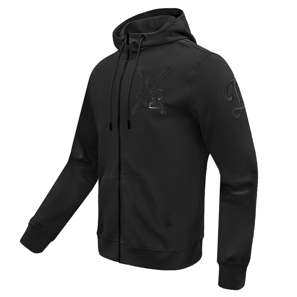 MLB LOS ANGELES DODGERS TRIPLE BLACK MEN'S ZIPPER HOODIE (BLACK)