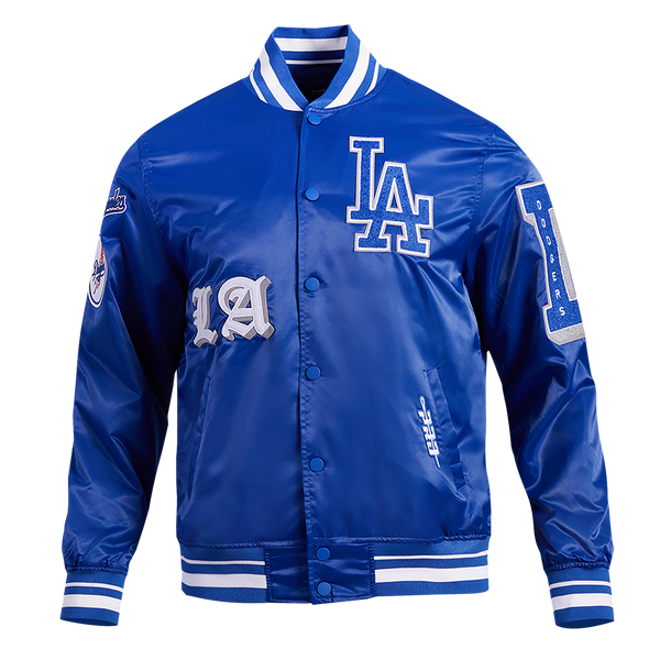 MLB LOS ANGELES DODGERS OLD ENGLISH MEN'S RIB SATIN JACKET