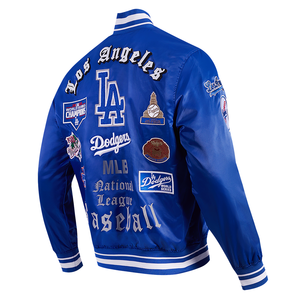 MLB LOS ANGELES DODGERS OLD ENGLISH MEN'S RIB SATIN JACKET (DODGER BLU –  Pro Standard