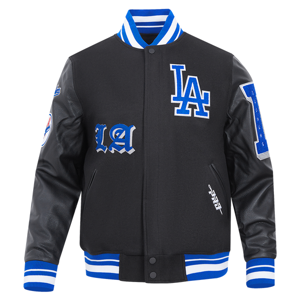 MLB LOS ANGELES DODGERS OLD ENGLISH MEN'S RIB WOOL VARSITY JACKET (BLA –  Pro Standard