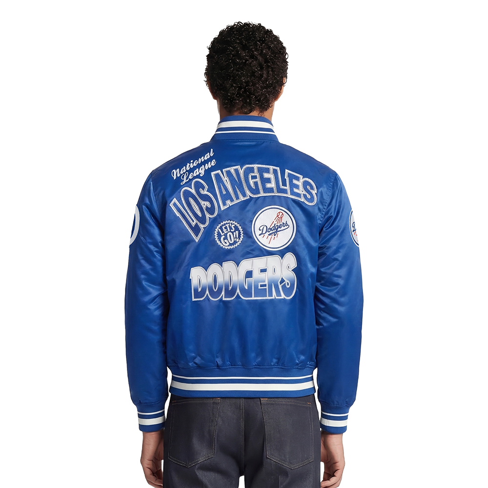 MLB LOS ANGELES DODGERS TURN IT UP MEN'S RIB SATIN JACKET (DODGER BLUE)
