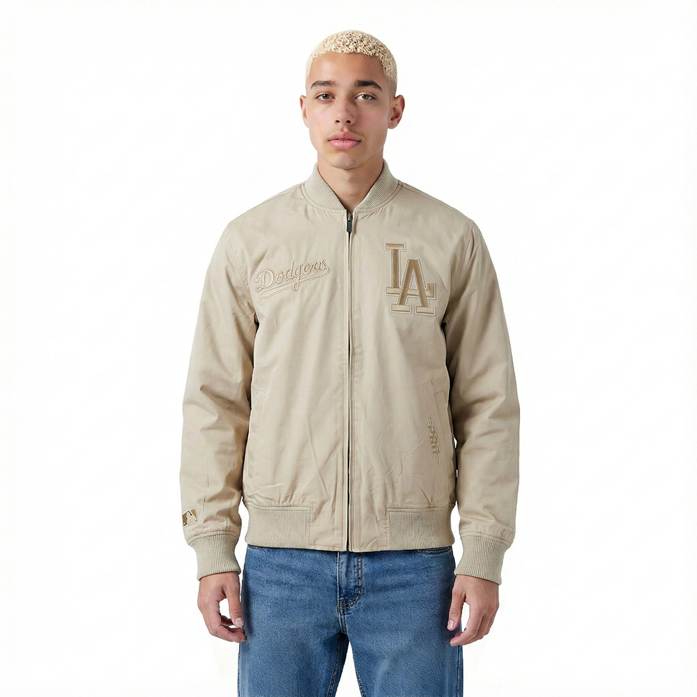 MLB LOS ANGELES DODGERS WINGSPAN MEN'S TWILL JACKET (TAUPE)