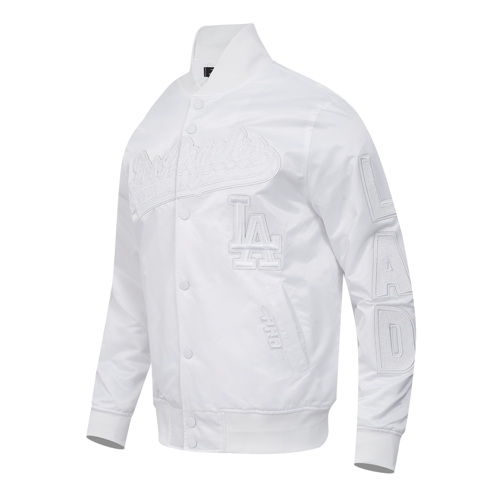 MLB LOS ANGELES DODGERS WHITE OUT MEN'S SATIN JACKET (WHITE)
