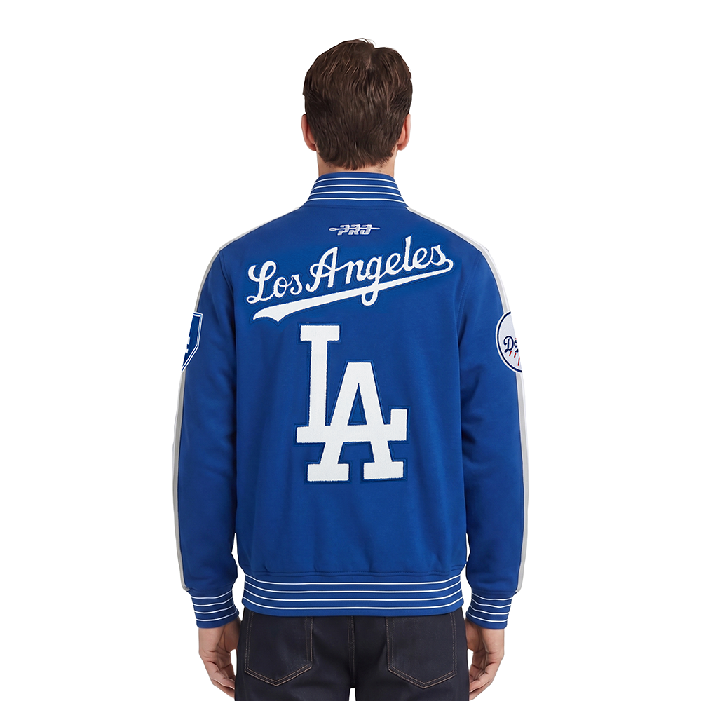 MLB LOS ANGELES DODGERS CURRENT LOGO PRO GAME DAY MEN'S DOUBLE KNIT JACKET (DODGER BLUE/SILVER/WHITE)