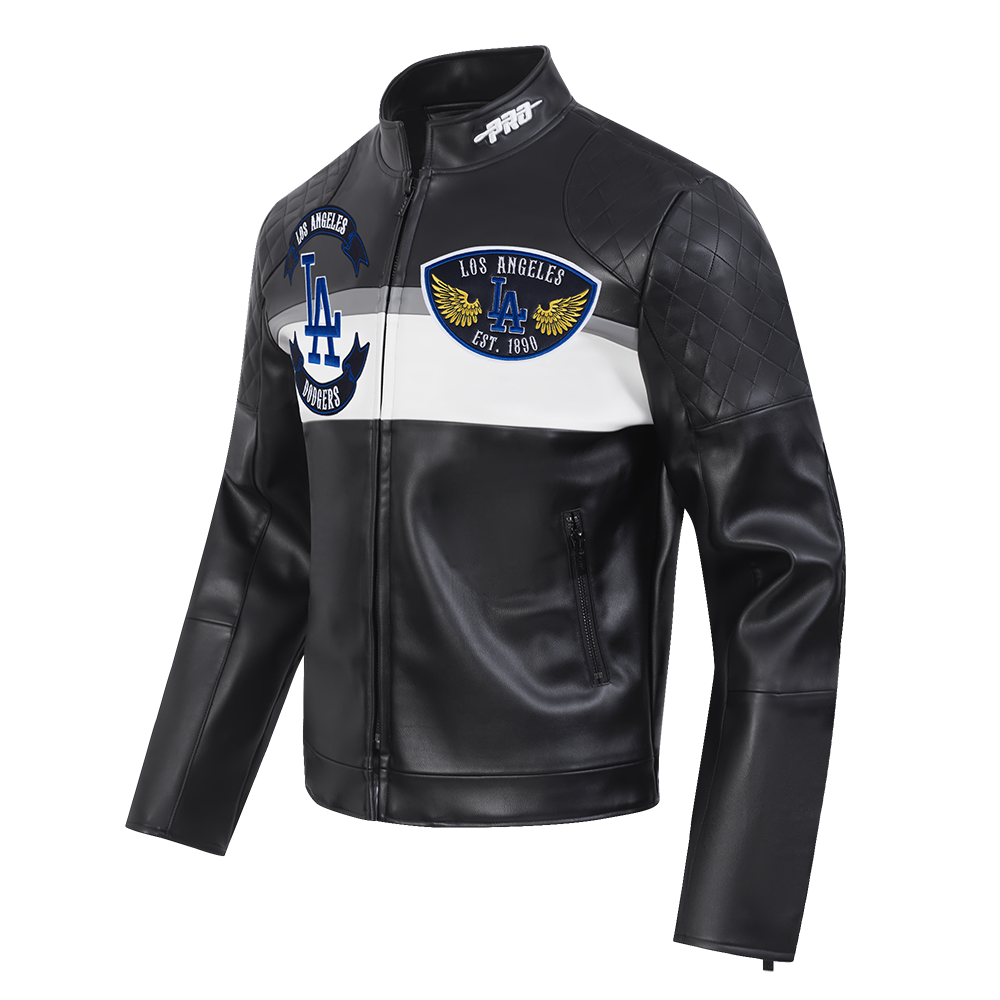 MLB LOS ANGELES DODGERS BORN FOR SPORT MEN'S MOTO JACKET (BLACK/WHITE)