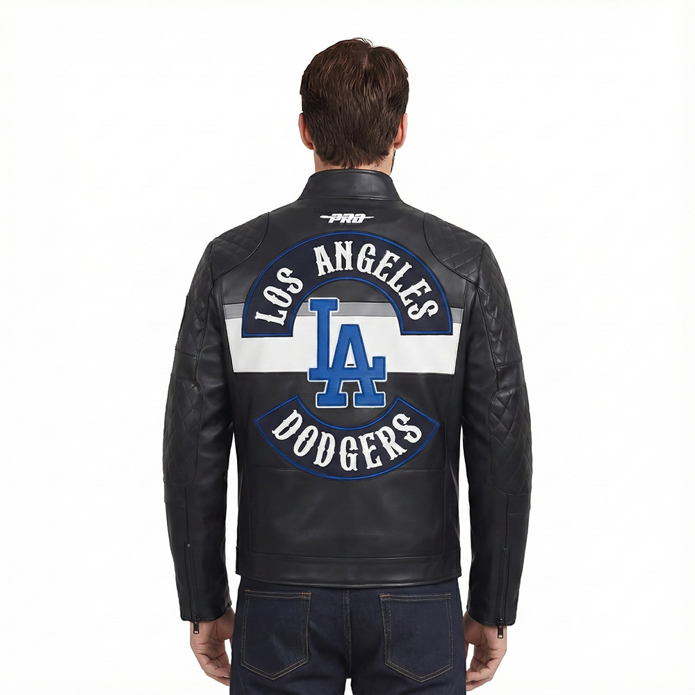 MLB LOS ANGELES DODGERS BORN FOR SPORT MEN'S MOTO JACKET (BLACK/WHITE)