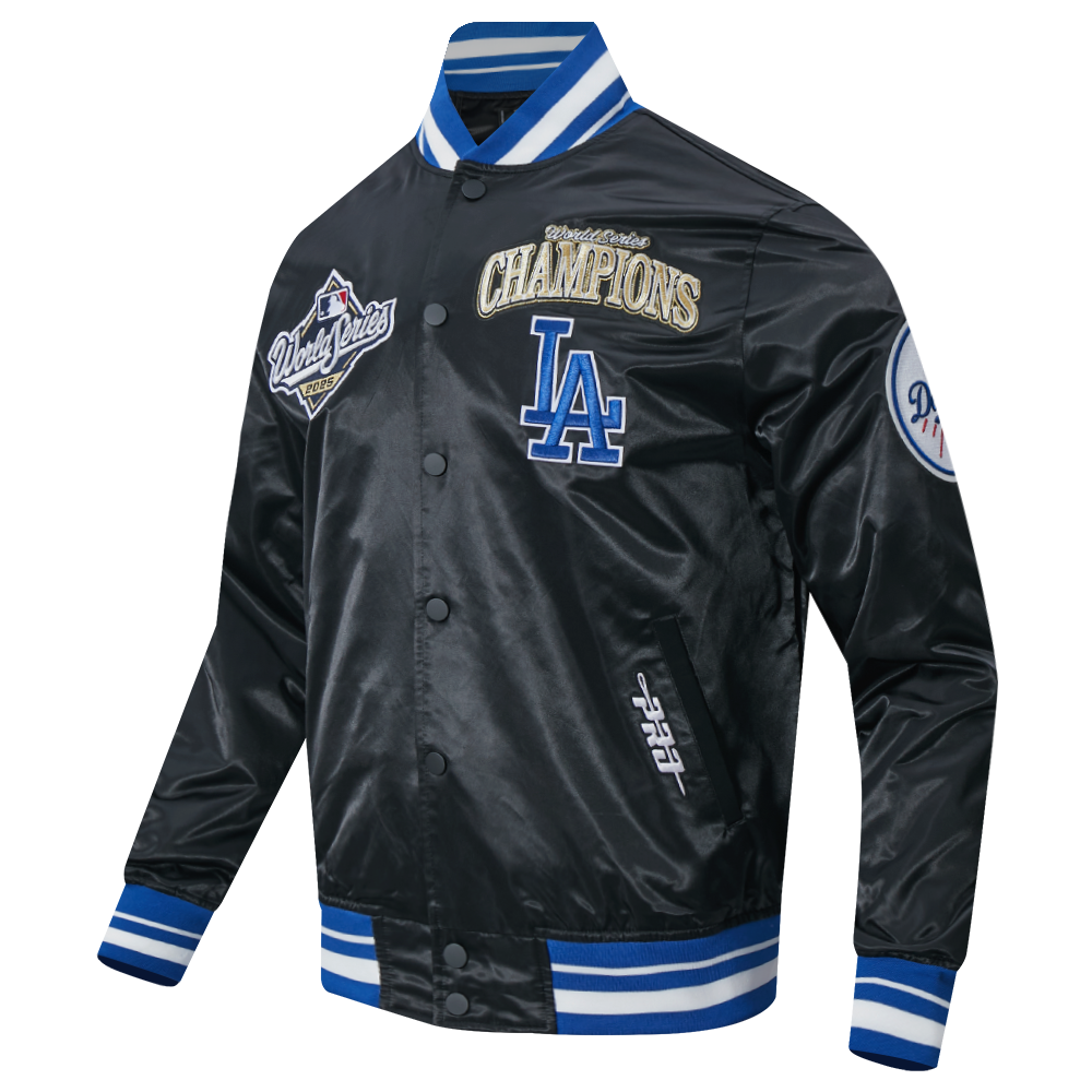 MLB LOS ANGELES DODGERS MLB WORLD SERIES 2025 PRO SATIN YD RIB JACKET (BLACK/DODGER BLUE)