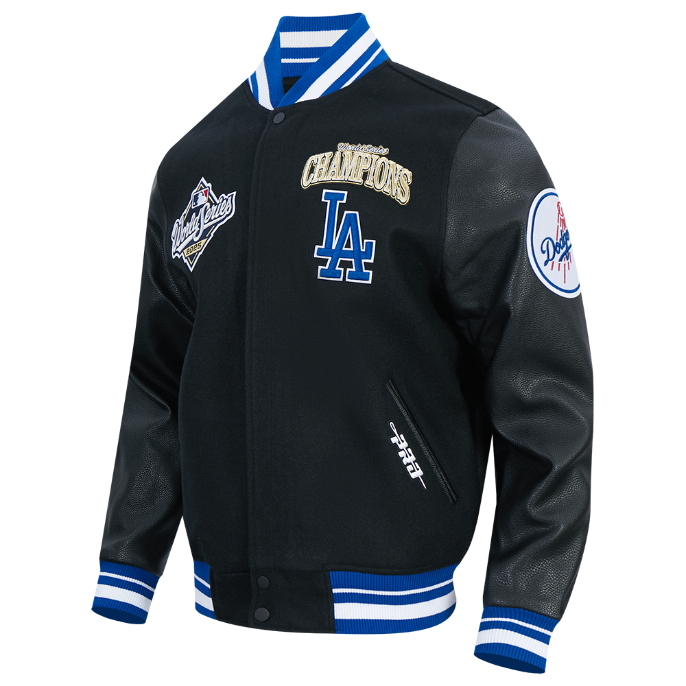 MLB LOS ANGELES DODGERS MLB WORLD SERIES 2025 MEN´S RIB WOOL VARSITY JACKET (BLACK/DODGER BLUE)