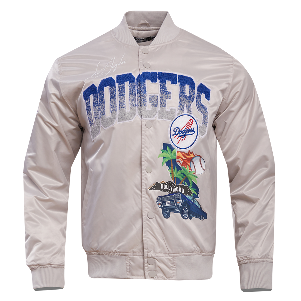 LOS ANGELES DODGERS HOME TOWN SATIN JACKET (SILVER)