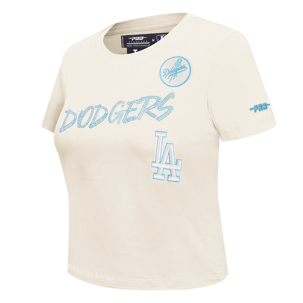 MLB LOS ANGELES DODGERS HIGH IMPACT WOMEN'S BABY DOLL TOP (EGGSHELL)