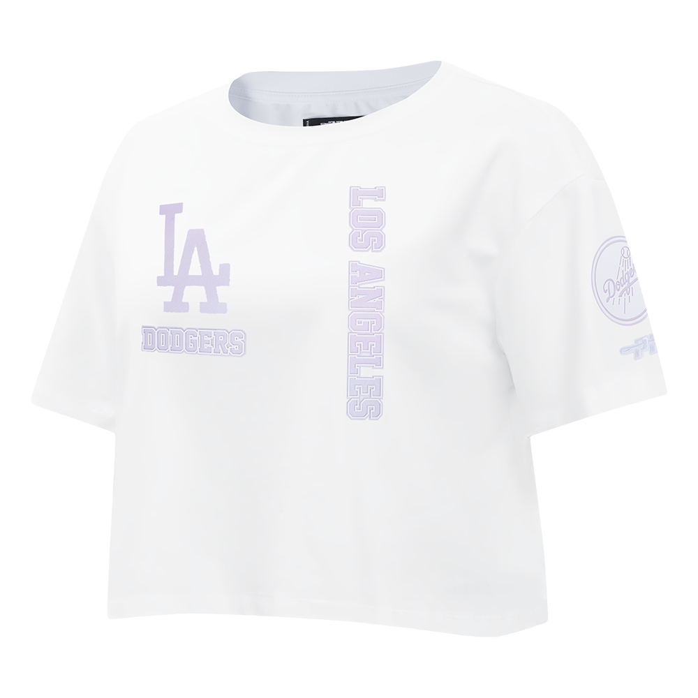 MLB LOS ANGELES DODGERS HOLOGRAM WOMEN'S SINGLE JERSEY BOXY TOP (WHITE)