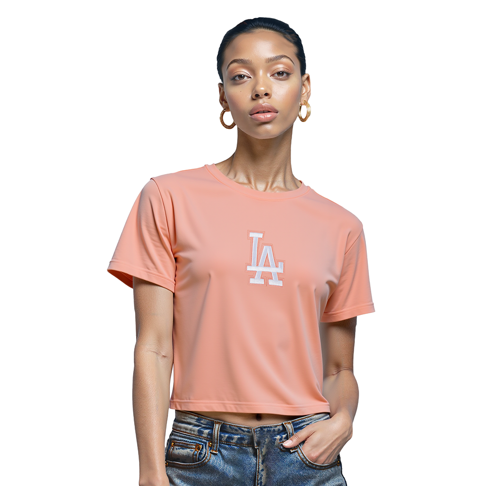 MLB LOS ANGELES DODGERS WINGSPAN WOMEN'S SJ BOXY TEE (GUAVA)