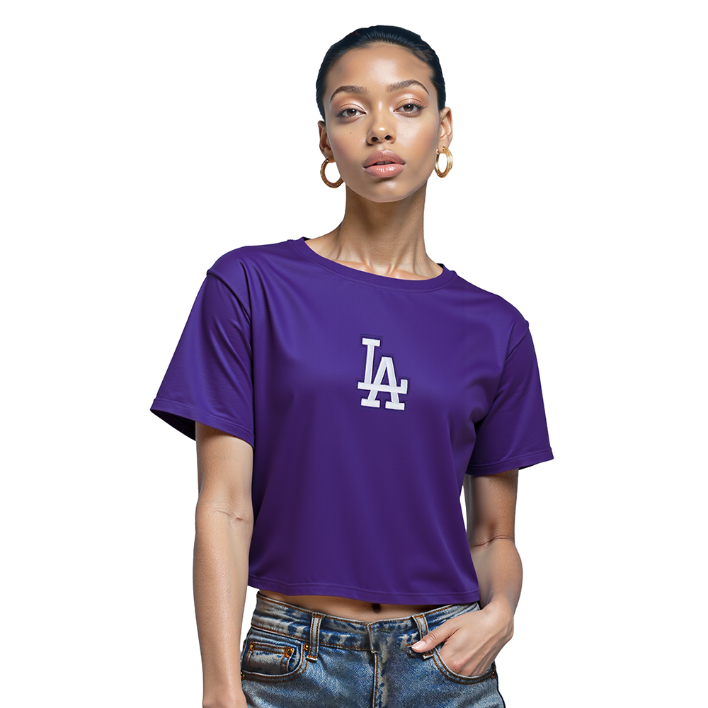 MLB LOS ANGELES DODGERS WINGSPAN WOMEN'S SJ BOXY TEE (PURPLE)