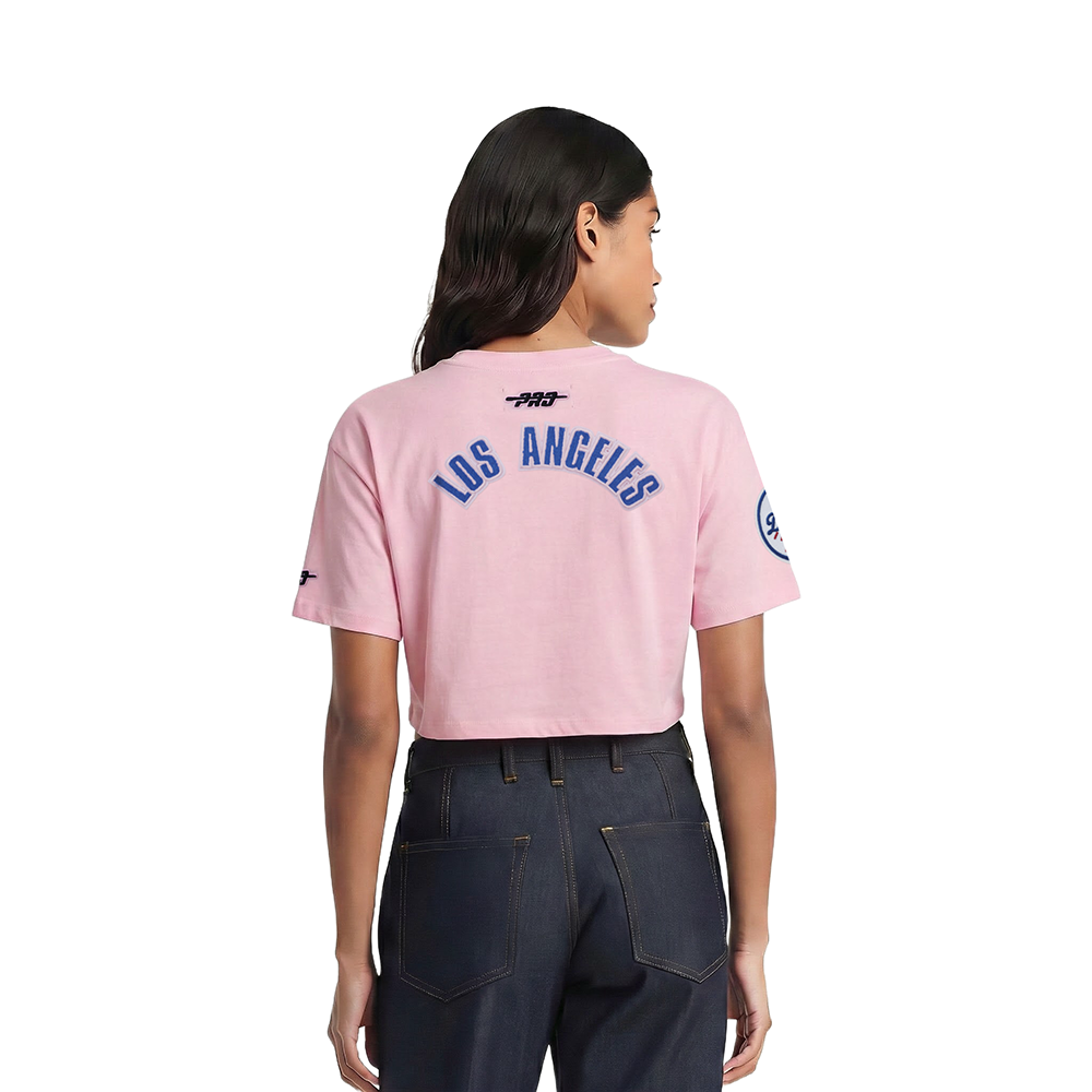 MLB LOS ANGELES DODGERS CLASSIC CHENILLE WOMEN'S SJ BOXY TOP (PINK)
