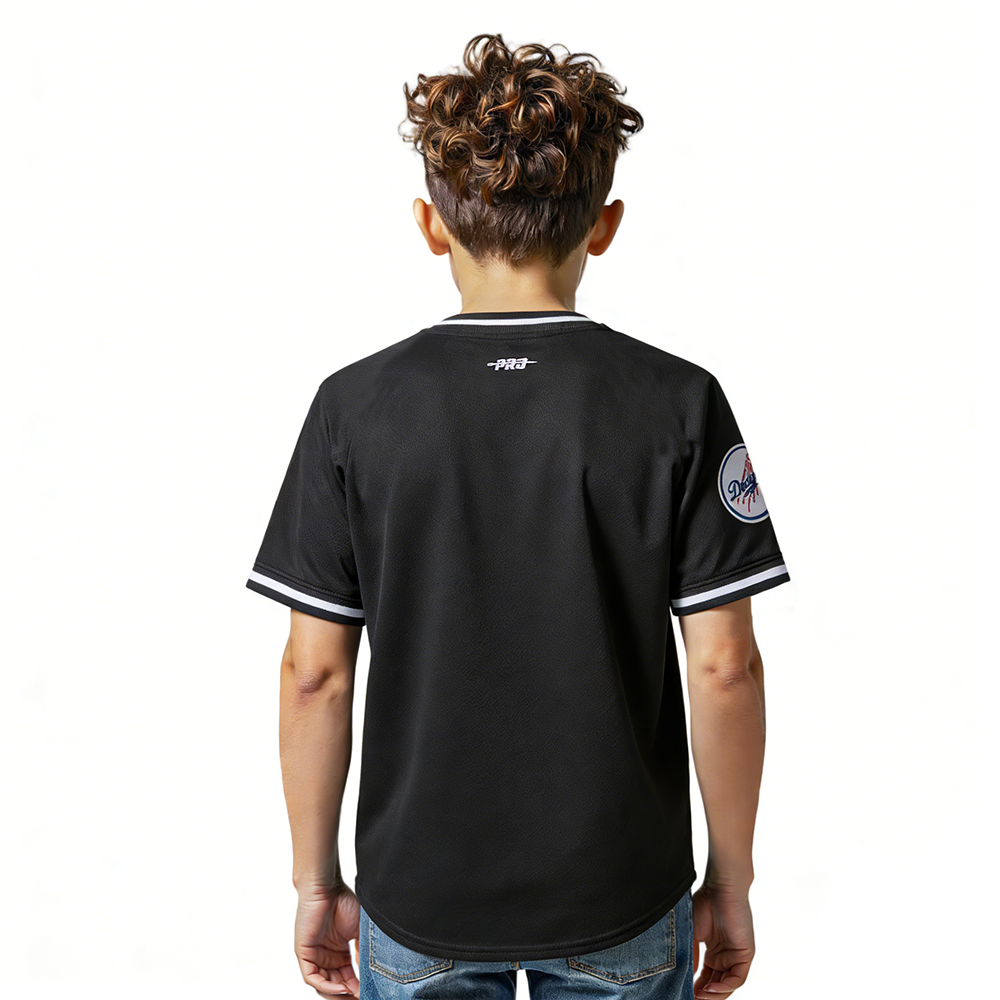 MLB LOS ANGELES DODGERS CLASSIC BIG BOY'S SS STRIPED RIB TOP (BLACK)