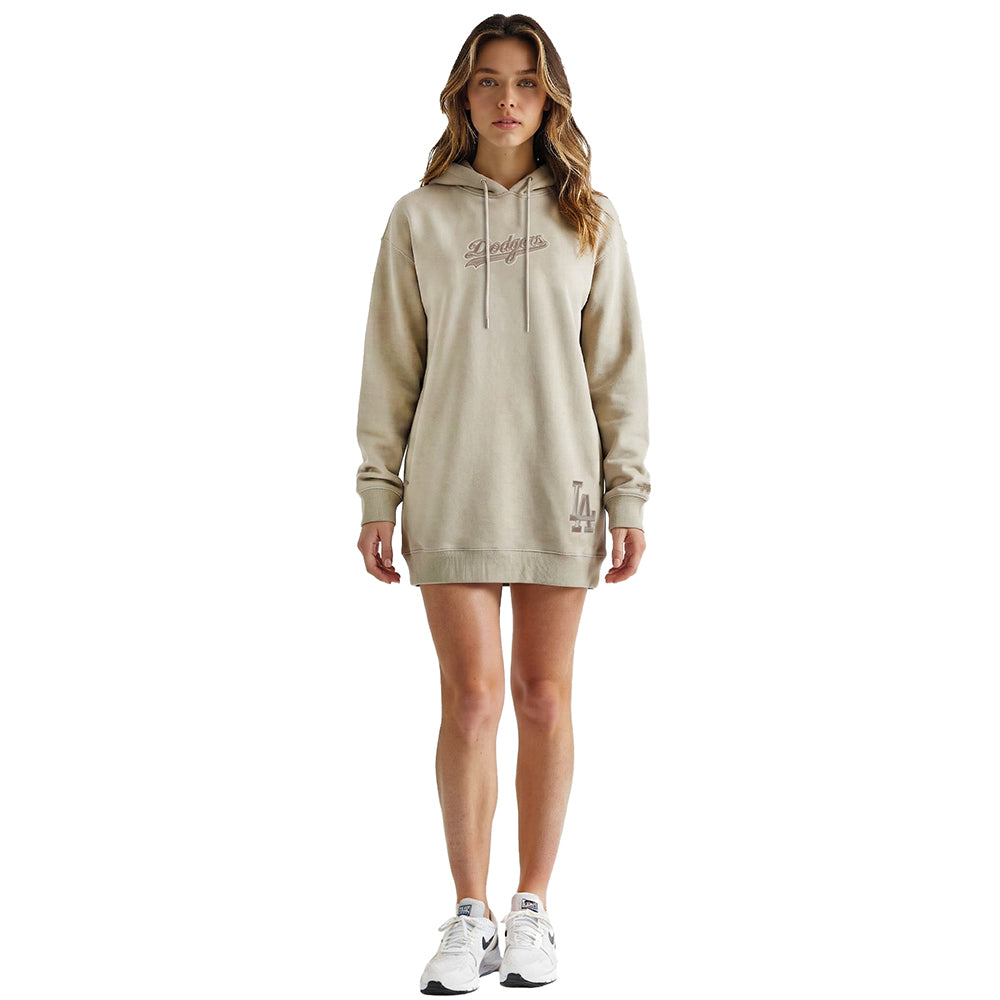 MLB LOS ANGELES DODGERS WINGSPAN WOMEN'S FLC HOODIE DRESS (TAUPE)