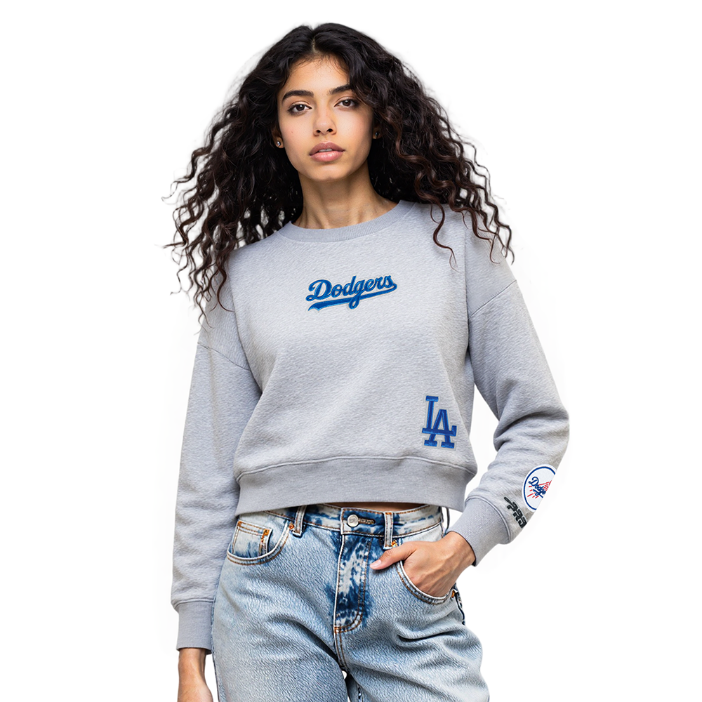 MLB LOS ANGELES DODGERS WINGSPAN WOMEN'S FLC CREWNECK (DARK HEATHER GRAY)
