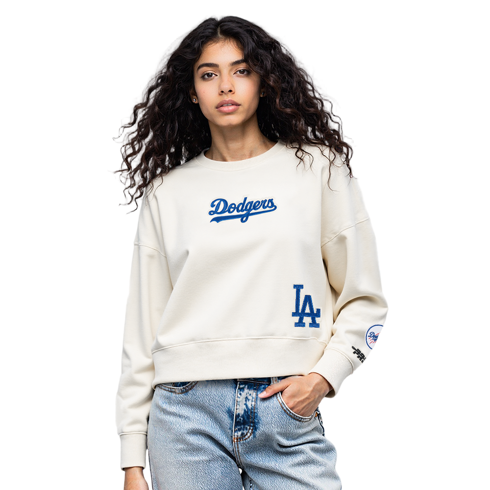 MLB LOS ANGELES DODGERS WINGSPAN WOMEN'S FLC CREWNECK (EGGSHELL)