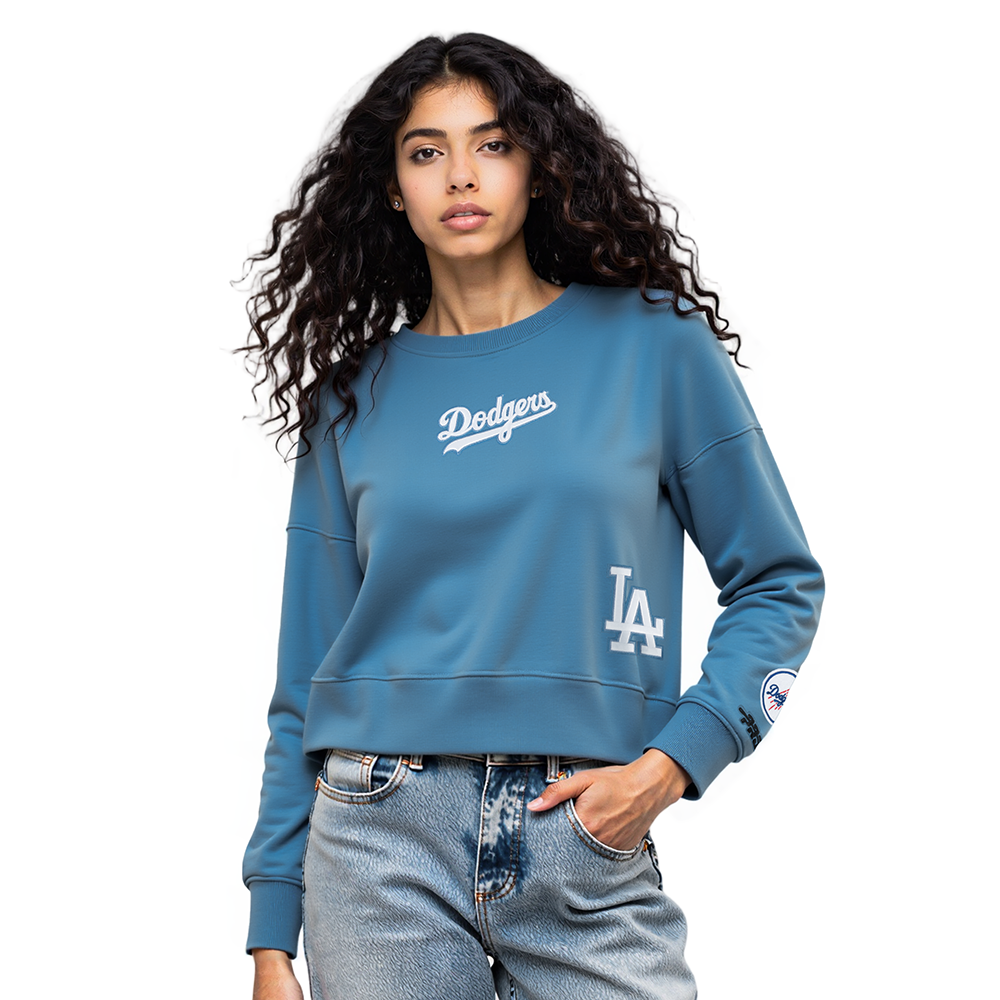 MLB LOS ANGELES DODGERS WINGSPAN WOMEN'S FLC CREWNECK (STEEL BLUE)
