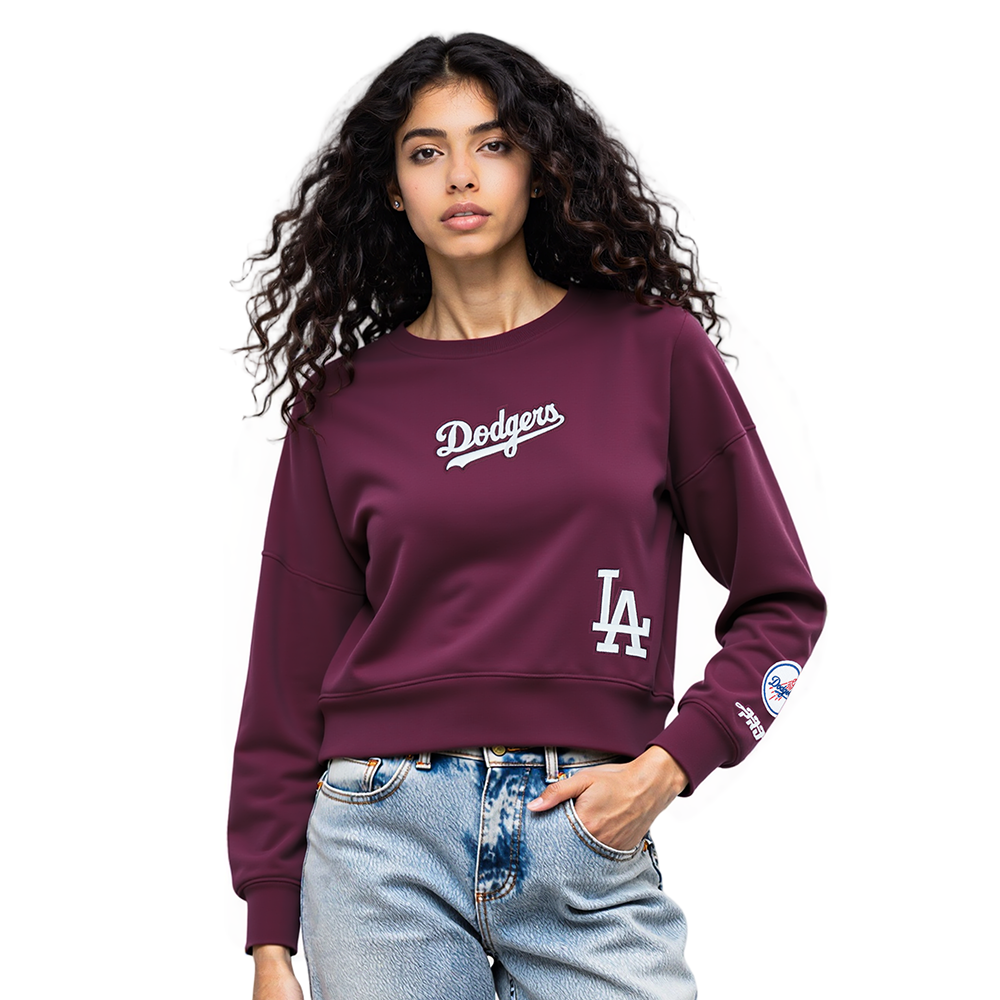 MLB LOS ANGELES DODGERS WINGSPAN WOMEN'S FLC CREWNECK (WINE)