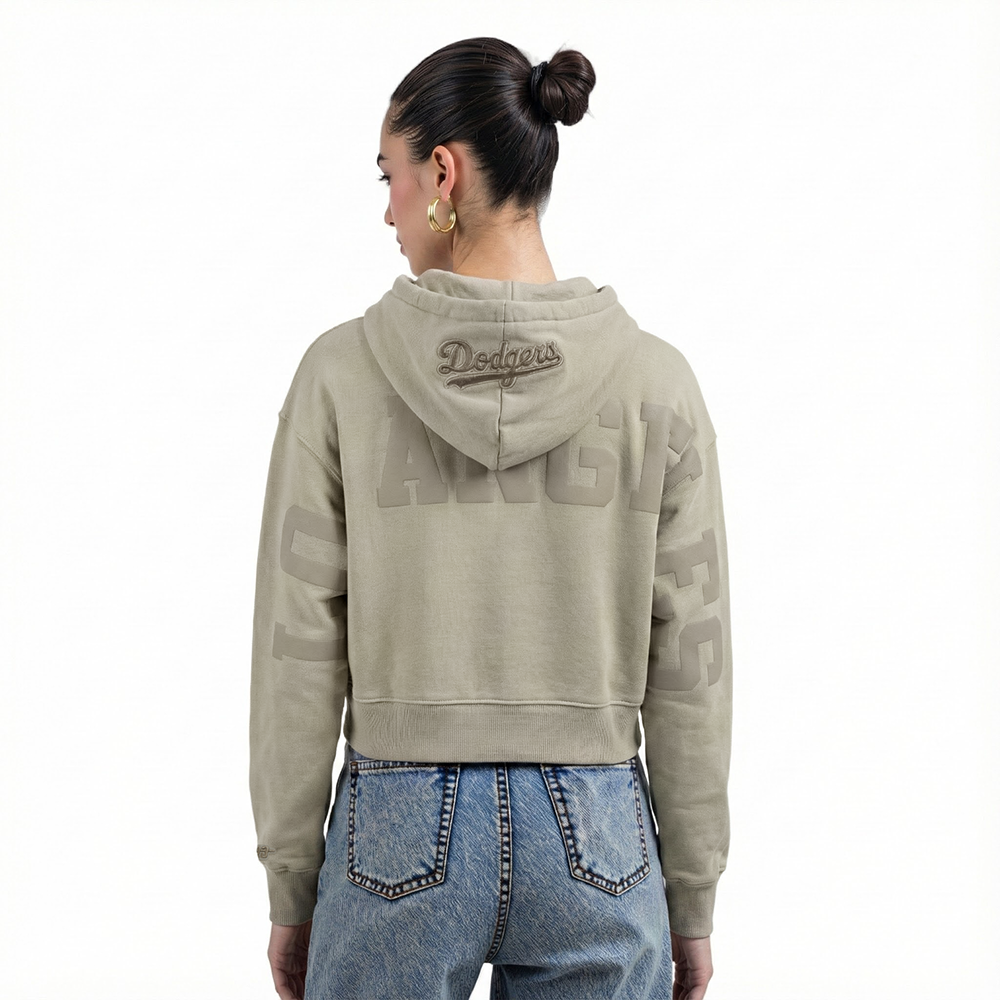 MLB LOS ANGELES DODGERS WINGSPAN WOMEN'S FLC CROPPED PO HOODIE (TAUPE)