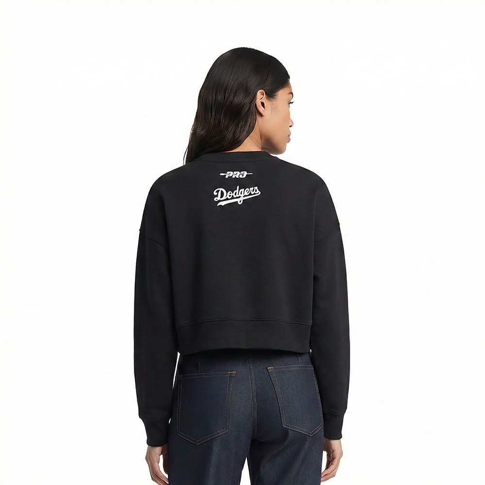 MLB LOS ANGELES DODGERS CLASSIC CHENILLE WOMEN'S FLC CREWNECK (BLACK)