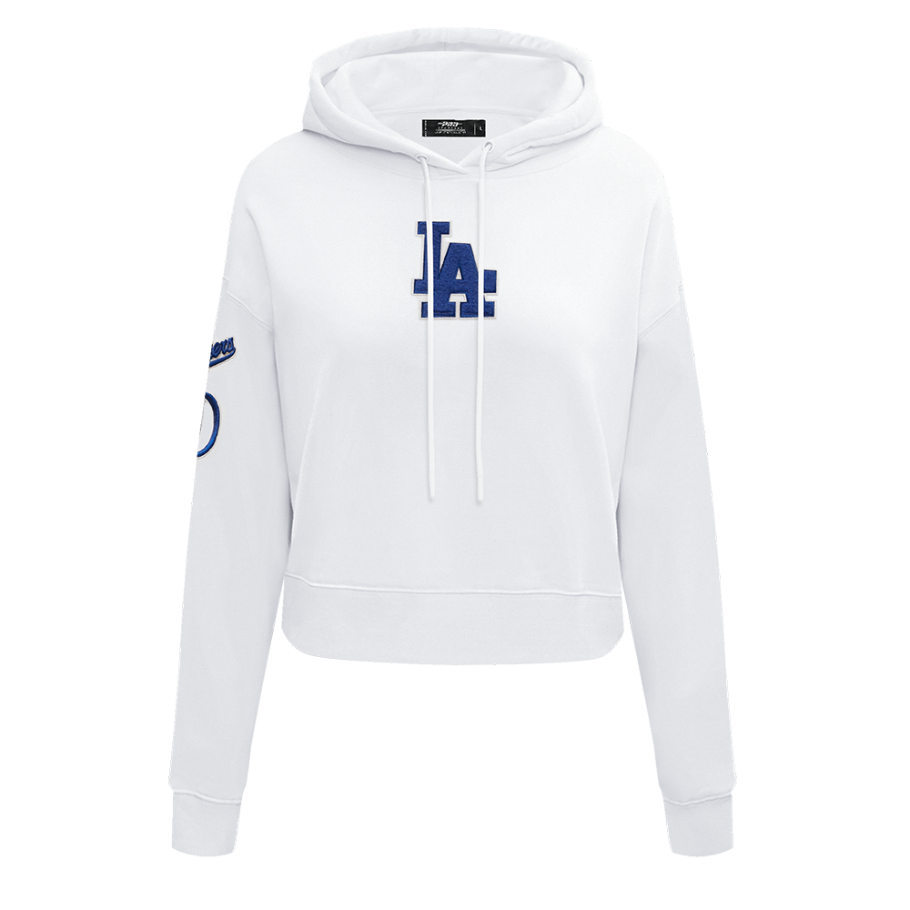 LOS ANGELES DODGERS CLASSIC FLC CROPPED PO HOODIE (WHITE)